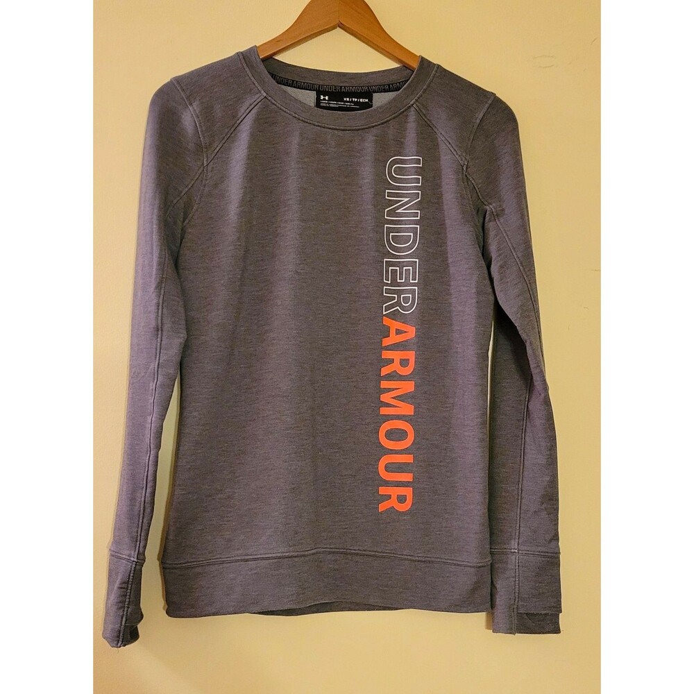 Under Armour Women’s Gray Logo Crew Neck Raglan Pullover Sweatshirt XS